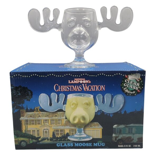 National Lampoons Glass Moose Mug Christmas Vacation Glass 8 Oz Clear Edition - Picture 1 of 7